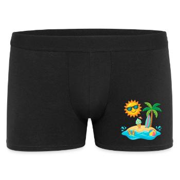 Soleil, île, plage, vacances, amusez-vous au bord de la mer - Boxer Homme - noir - Devant