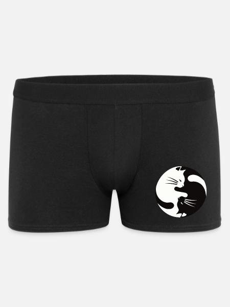 2 Katzen schmusen ,ying yang - Männer Boxer Shorts - Schwarz