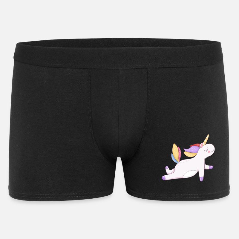 Buntes Einhorn sitzend, Pastellmuster - Männer Boxer Shorts - Schwarz