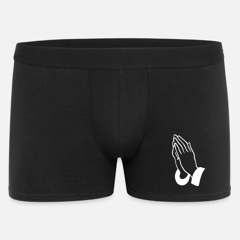 Gebetshände Linienkunst - Männer Boxer Shorts - Schwarz