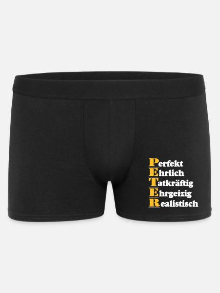 Peter , Vorname,Namensschild,Name,Fun Shirt (25) - Männer Boxer Shorts - Schwarz