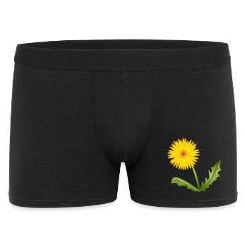 bright yellow dandelions with green leaves - Men's Boxer Shorts - black - Front