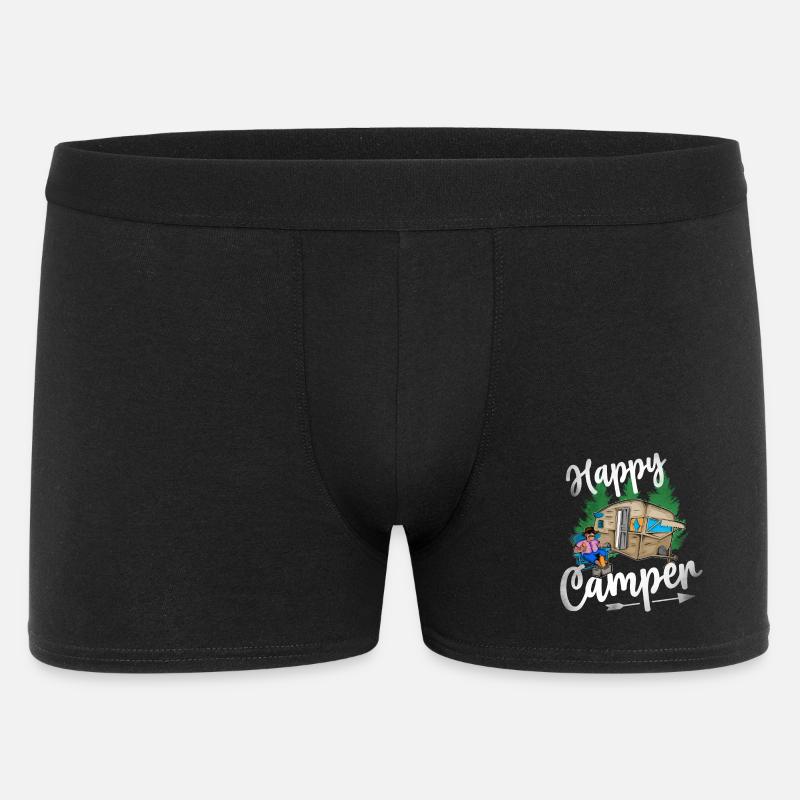 Happy Camper - Männer Boxer Shorts - Schwarz