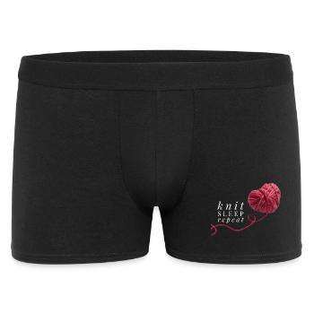 Knit Sleep Repeat red heart wool for knitting - Men's Boxer Shorts - black - Front