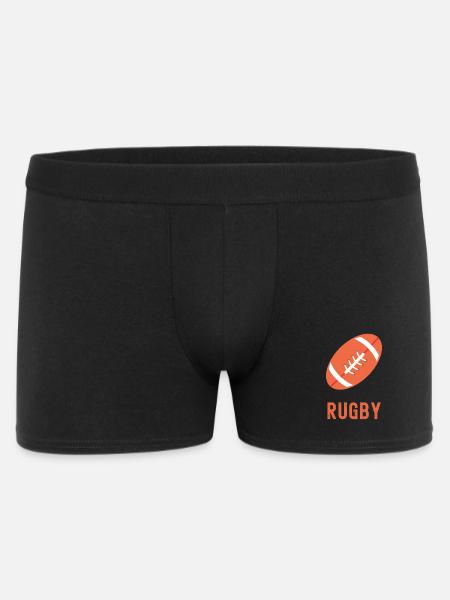 Ballon de Rugby Minimaliste en Orange - Boxer Homme - noir