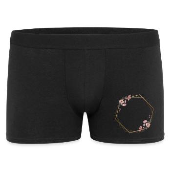 Élégance géométrique avec des fleurs roses - Boxer Homme - noir - Devant