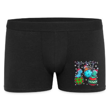 Ugly Xmas Dino Hässliche Weihnachten Schneeflocke - Männer Boxer Shorts - Schwarz - Vorne