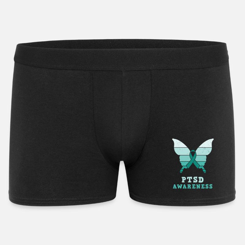 Papillon Ptsd Sensibilisation Ruban sarcelle - Boxer Homme - noir