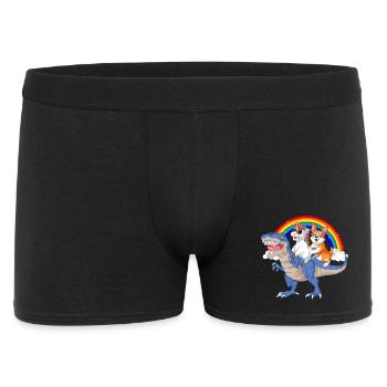 corgi and unicorn riding dinosaur - Men's Boxer Shorts - black - Front