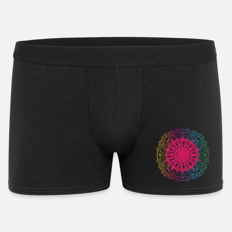 Regenbogen Mandala Gradient Kreis - Männer Boxer Shorts - Schwarz