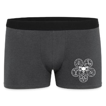 White demon skull and demonic symbols - Men's Boxer Shorts - charcoal grey - Front