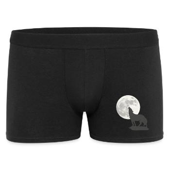 schöne wildtiermotive, Heulende Wolfsilhouette - Männer Boxer Shorts - Schwarz - Vorne