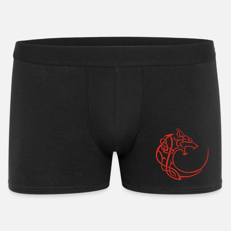 Roter Mondwolf - Männer Boxer Shorts - Schwarz