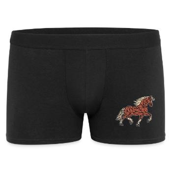 Polygon Pferde Islandpferde Hengst Pferdenarr - Männer Boxer Shorts - Schwarz - Vorne