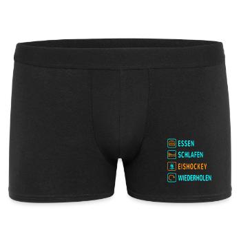 Essen. Schlafen. Eishockey. Wiederholen Design - Männer Boxer Shorts - Schwarz - Vorne