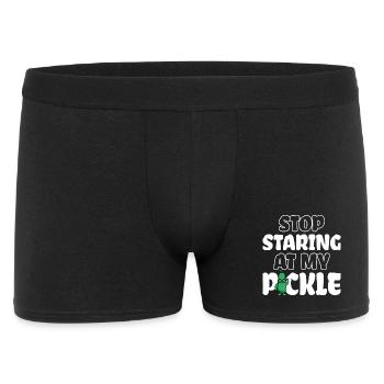 Stop Staring At My Pickle Gurke Lustige Sprüche - Männer Boxer Shorts - Schwarz - Vorne