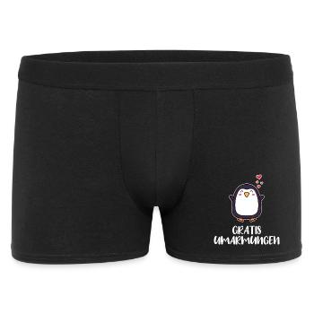 Süß Pinguin Statement Herz Tier Vogel Arktis - Männer Boxer Shorts - Schwarz - Vorne