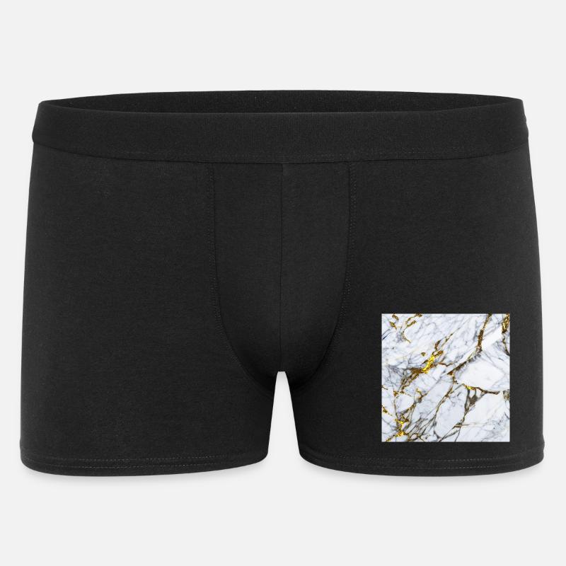 Marmor Weiß Gold Textur - Männer Boxer Shorts - Schwarz