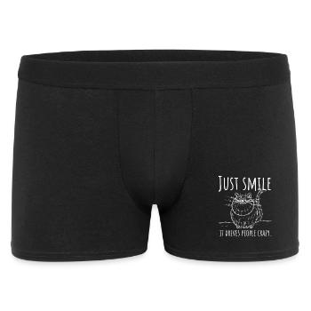 just smile, it drives people crazy! Grinsekatze w - Männer Boxer Shorts - Schwarz - Vorne