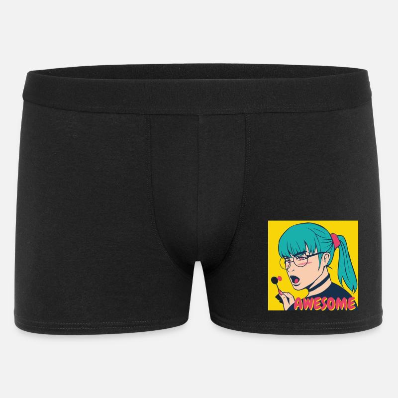 Teal Haar Pop-Art Heldin - Männer Boxer Shorts - Schwarz