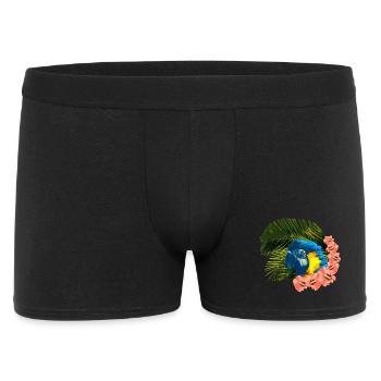 tolle urlaubsoutfits, gelbbrust ara Hibiskus - Männer Boxer Shorts - Schwarz - Vorne