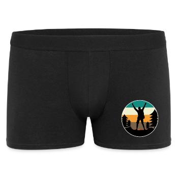 Berggipfel Wanderer Wanderung Bergsteigen Klettern - Männer Boxer Shorts - Schwarz - Vorne