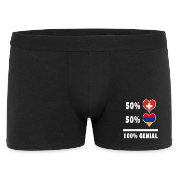 Armenien und Schweiz 100% Genial Flagge - Männer Boxer Shorts - Schwarz - Vorne
