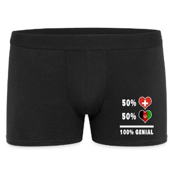 Afghanistan und Schweiz 100% Genial Flagge - Männer Boxer Shorts - Schwarz - Vorne
