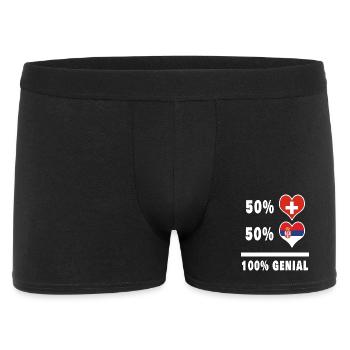 Serbien und Schweiz 100% Genial Flagge - Männer Boxer Shorts - Schwarz - Vorne