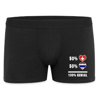 Thailand und Schweiz 100% Genial Flagge - Männer Boxer Shorts - Schwarz - Vorne