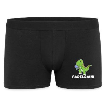 Dinosaurier Padel Cooler Spruch Padelspiel Tennis - Männer Boxer Shorts - Schwarz - Vorne