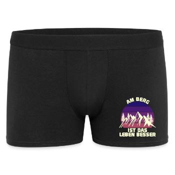Wanderrouten Wanderer Statement Wandern Berggipfel - Männer Boxer Shorts - Schwarz - Vorne