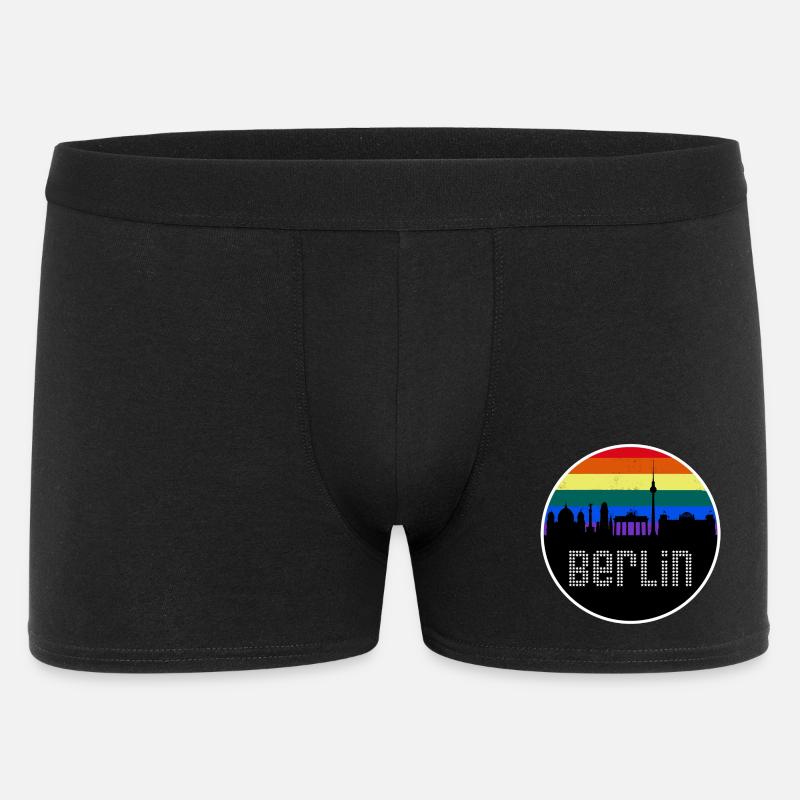 Berlin Skyline Regenbogen - Männer Boxer Shorts - Schwarz