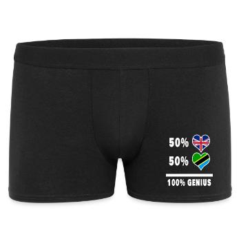 Tansania und Großbritannien 100% Genius Flagge - Männer Boxer Shorts - Schwarz - Vorne