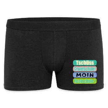 Tschüss Grundschule - Moin Realschule - Männer Boxer Shorts - Schwarz - Vorne
