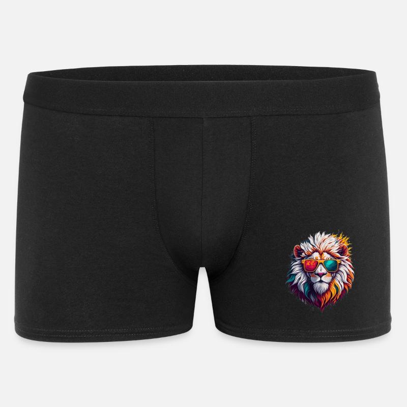 Lion à lunettes de soleil néon - Boxer Homme - noir
