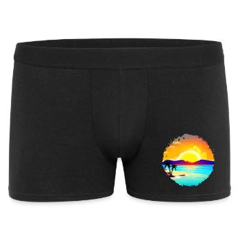Aquarelle de plage de coucher de soleil d’été - Boxer Homme - noir - Devant