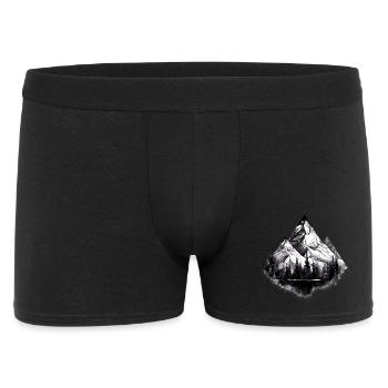 Black and white mountain landscape illustration - Men's Boxer Shorts - black - Front
