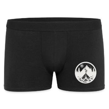 Camping, landscape with mountains, trees as stickers - Men's Boxer Shorts - black - Front