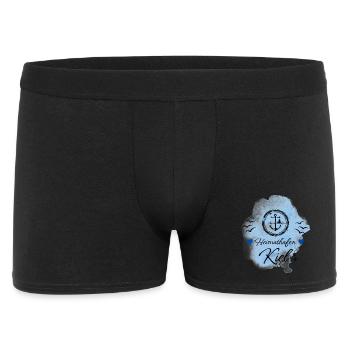 Kiel Liebe Heimathafen mit Anker - Männer Boxer Shorts - Schwarz - Vorne