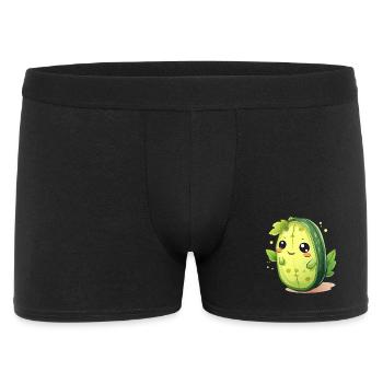 Kawaii Cactus Cucumber Male – Cute Design - Men's Boxer Shorts - black - Front