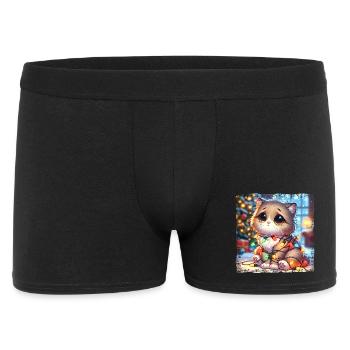 Chat de Noël mignon, maladroit et emmêlé - Boxer Homme - noir - Devant