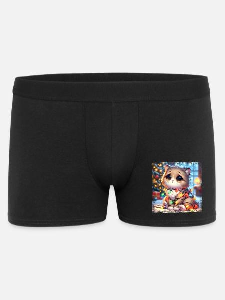 Cute Christmas Cat Clumsy Tangled - Men's Boxer Shorts - black