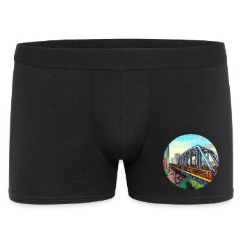 Comic Brücke in Stadt - Männer Boxer Shorts - Schwarz - Vorne