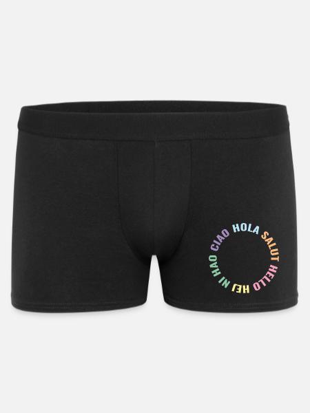 Hola Salut Hello Hej Ni Hao Ciao - Männer Boxer Shorts - Schwarz