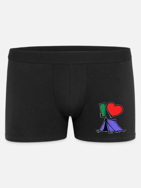 Camping Statement Wanderer Herz Wanderlust Zelten - Männer Boxer Shorts - Schwarz