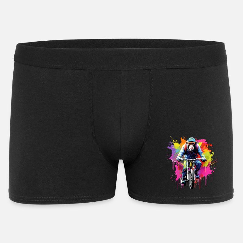 Singe avec VTT, vélo, chimpanzé, singe - Boxer Homme - noir