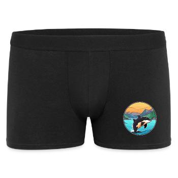 Orca Watercolor Cartoon Kawaii Clipart Animal - Men's Boxer Shorts - black - Front