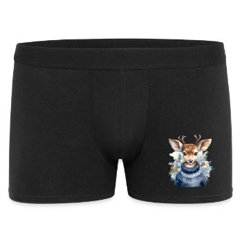 Rentier Winterpullover - Männer Boxer Shorts - Schwarz - Vorne