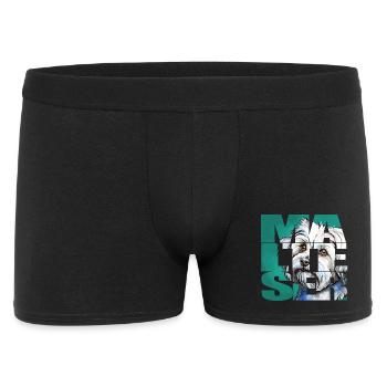Malteser Portrait - Männer Boxer Shorts - Schwarz - Vorne